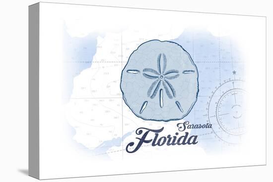 Sarasota, Florida - Sand Dollar - Blue - Coastal Icon-Lantern Press-Stretched Canvas