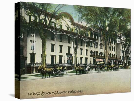 Saratoga Springs, New York - American-Adelphia Hotel Buildings-Lantern Press-Stretched Canvas