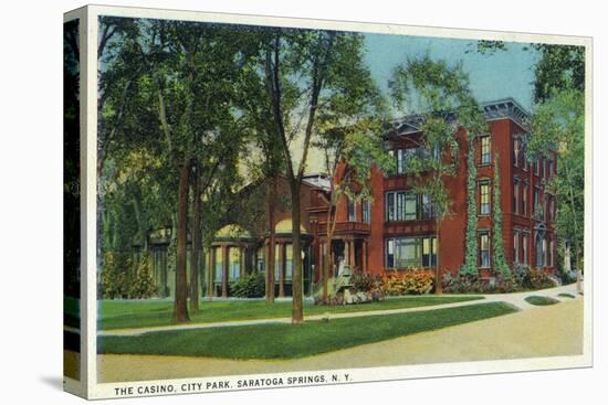 Saratoga Springs, New York - City Park View of Casino Exterior-Lantern Press-Stretched Canvas