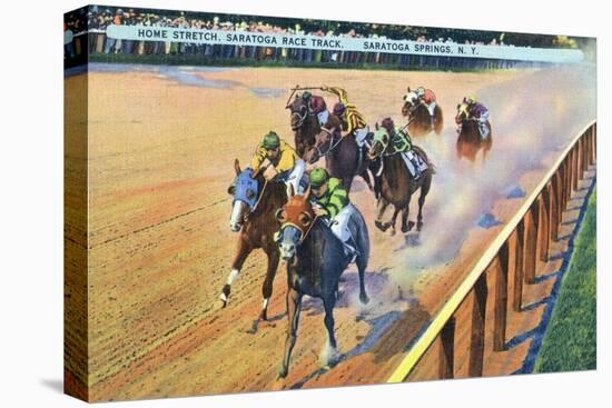 Saratoga Springs, New York - Home Stretch on the Track-Lantern Press-Stretched Canvas