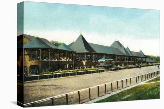 Saratoga Springs, New York - Race Course Grand Stand View-Lantern Press-Stretched Canvas
