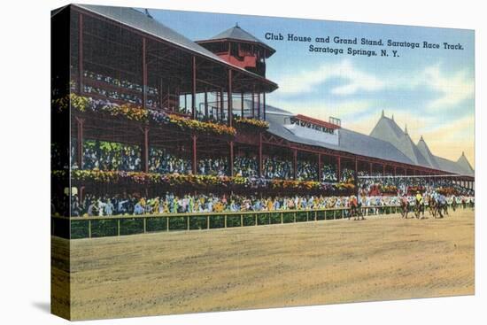 Saratoga Springs, New York - Racetrack View of Clubhouse, Band Stand-Lantern Press-Stretched Canvas