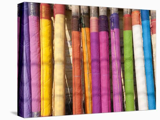 Sari Lengths of Brightly Coloured Cotton, Hand Woven on Village Looms, Kalna, West Bengal, India-Annie Owen-Premier Image Canvas