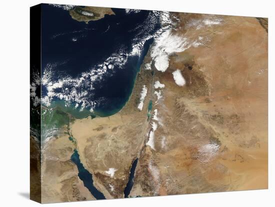 Satellite View of a Rare Winter Storm across Much of the Middle East-null-Premier Image Canvas