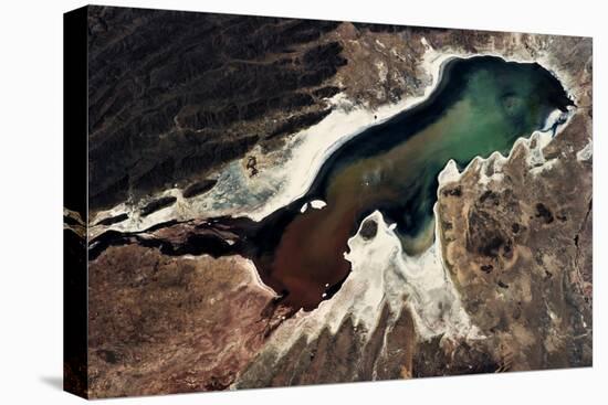 Satellite view of a saline lake, Lake Poopo, Oruro Department, Bolivia-null-Premier Image Canvas