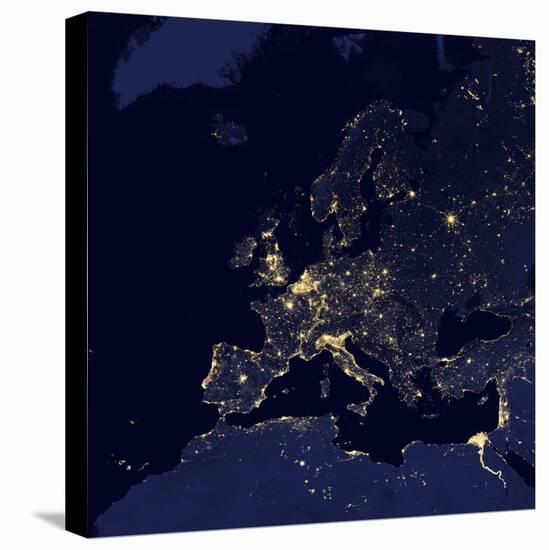 Satellite View of City Lights in Several European and Nordic Cities-null-Premier Image Canvas