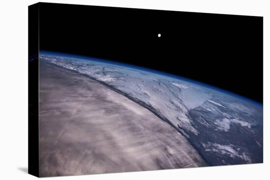 Satellite view of Earth with moon glowing over Saskatchewan, Canada-null-Premier Image Canvas