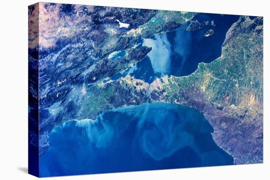 Satellite view of Istanbul with Sea of Marmara and Black Sea, Turkey-null-Premier Image Canvas