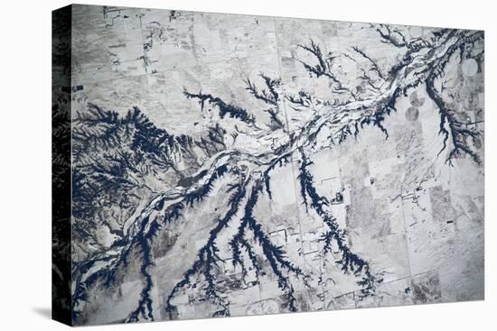 Satellite view of Neobrara River near Newman Grove, Nebraska, USA-null-Premier Image Canvas