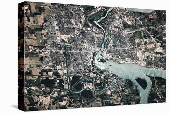 Satellite view of Niagara Falls, New York-Ontario, USA-Canada-null-Premier Image Canvas