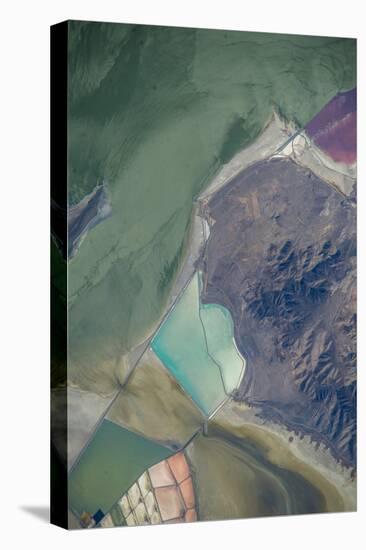 Satellite view of salt evaporation ponds at Great Salt Lake, Utah, USA-null-Premier Image Canvas