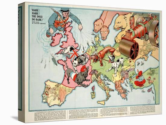 Satirical Map - Hark! Hark! the Dogs Do Bark! 1914-Walter Emanuel-Premier Image Canvas