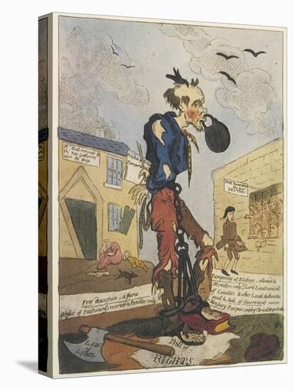 Satirical View of the Free- Born Englishman Following the Peterloo Massacre-George Cruikshank-Stretched Canvas
