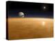 Saturn Above the Thick Atmosphere of its Moon Titan-Stocktrek Images-Premier Image Canvas