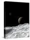 Saturn and Enceladus as Seen from the Moon Tethys-Stocktrek Images-Premier Image Canvas