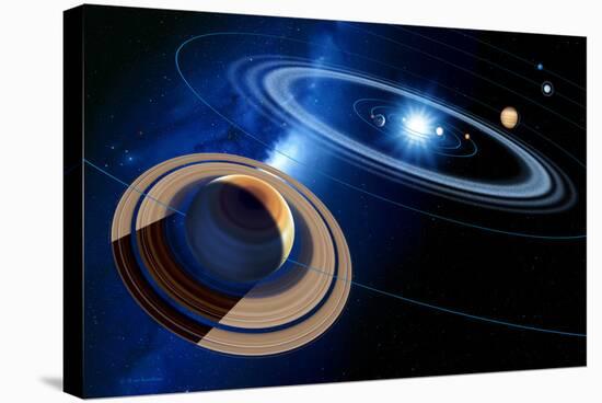 Saturn And Solar System-Detlev Van Ravenswaay-Premier Image Canvas