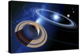 Saturn And Solar System-Detlev Van Ravenswaay-Premier Image Canvas