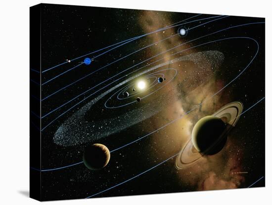 Saturn And Solar System-Detlev Van Ravenswaay-Premier Image Canvas