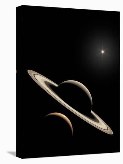 Saturn And Titan's Lakes-David Parker-Premier Image Canvas