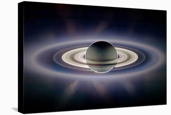 Saturn Silhouetted, Cassini Image-null-Premier Image Canvas