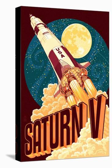 Saturn V Styalized-Lantern Press-Stretched Canvas