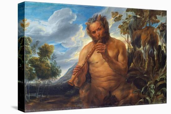 Satyre Jouant De La Flute (L'enfance De Jupiter) - Peinture De Jacob Jordaens (1593-1678), Huile Su-Jacob Jordaens-Premier Image Canvas