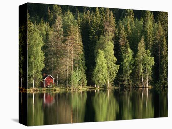 Sauna House at Edge of Forested Lake-Layne Kennedy-Premier Image Canvas