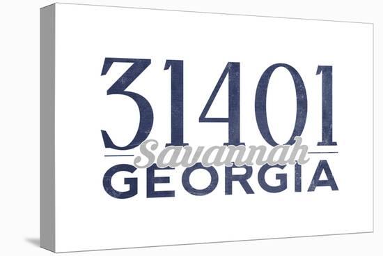 Savannah, Georgia - 31401 Zip Code (Blue)-Lantern Press-Stretched Canvas