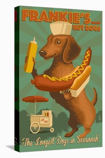 Savannah, Georgia - Dachshund - Retro Hotdog Ad-Lantern Press-Stretched Canvas