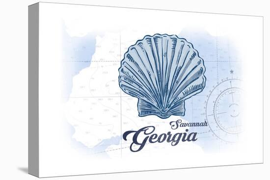 Savannah, Georgia - Scallop Shell - Blue - Coastal Icon-Lantern Press-Stretched Canvas