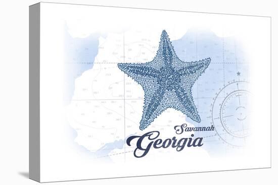 Savannah, Georgia - Starfish - Blue - Coastal Icon-Lantern Press-Stretched Canvas