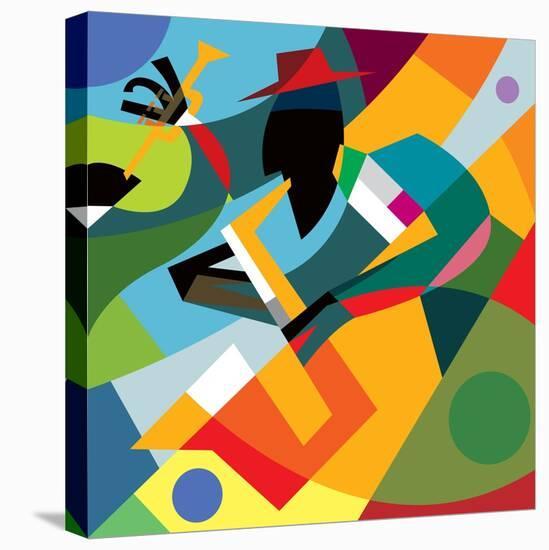 Sax Player, Abstract Cubic Jazz Band (Vector Art)-ad_krikorian-Premier Image Canvas