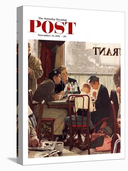 "Saying Grace" Saturday Evening Post Cover, November 24,1951-Norman Rockwell-Premier Image Canvas