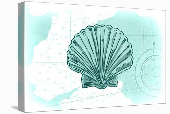 Scallop Shell - Teal - Coastal Icon-Lantern Press-Stretched Canvas