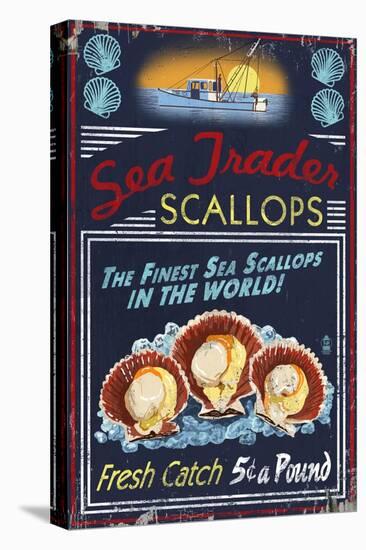 Scallops - Vintage Sign-Lantern Press-Stretched Canvas
