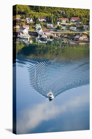 Scandinavia, Norway, Lofoten, Moskenesoey, Pure, Fisher-Place, Lake, Boat, Drives-Rainer Mirau-Premier Image Canvas