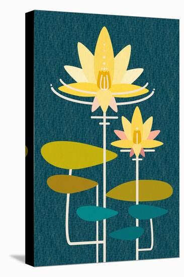 Scandinavian Lotus (Blue)-null-Stretched Canvas