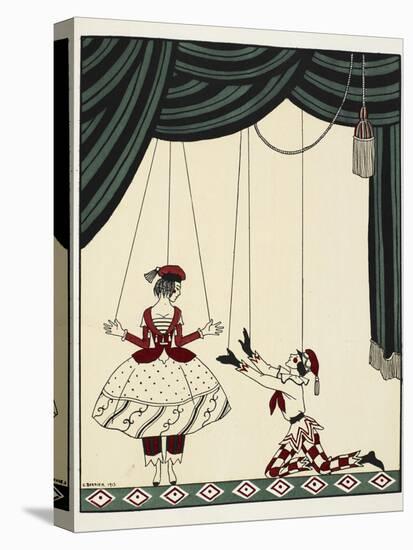 Scene from Petroushka, a ballet by Stravinsky Two puppets on stage, Georges Barbier-Georges Barbier-Premier Image Canvas