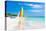 Scene with Sailing Boat at the Famous Varadero Beach , Caribbean Sea in Cuba-Kamira-Premier Image Canvas