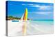 Scene with Sailing Boat at the Famous Varadero Beach , Caribbean Sea in Cuba-Kamira-Premier Image Canvas