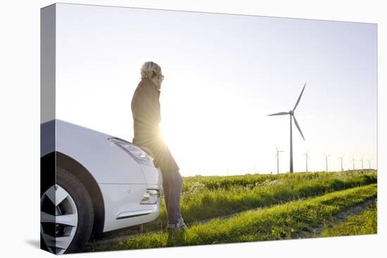 Scenery, Woman, Car, Wind Turbines, Wind Power Station-Axel Schmies-Premier Image Canvas