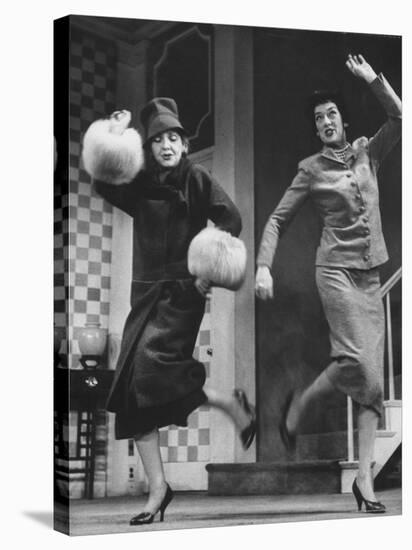 Scenes from Stage Play "Auntie Mame" Starring Rosalind Russell and Polly Rowles-Howard Sochurek-Premier Image Canvas