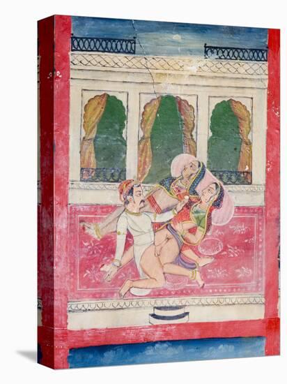 Scenes from the Kama Sutra from Cupboard in the Juna Mahal Fort, Dungarpur, Rajasthan State, India-R H Productions-Premier Image Canvas