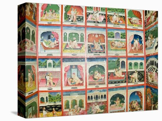Scenes from the Kama Sutra in a Cupboard in the Juna Mahal Fort, Dungarpur, Rajasthan State, India-R H Productions-Premier Image Canvas