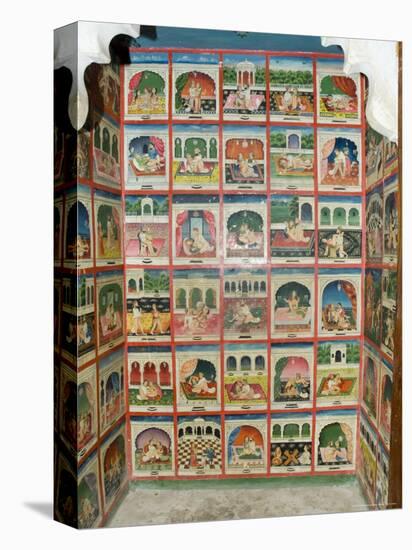 Scenes from the Kama Sutra in a Cupboard in the Juna Mahal Fort, Dungarpur, Rajasthan State, India-R H Productions-Premier Image Canvas