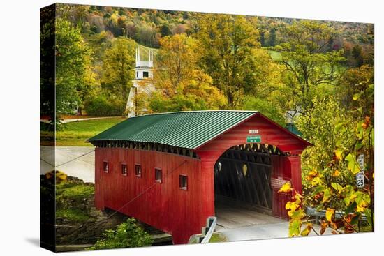 Scenic Covered Bridg, Arlington, Vermont-George Oze-Premier Image Canvas