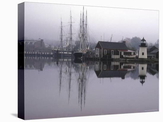 Scenic Harbor View with Masted Ships and Buildings Reflected in Placid Waters at Mystic Seaport-Alfred Eisenstaedt-Premier Image Canvas