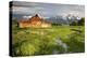 Scenic Landscape Image of the Moulton Barn with Storm Clouds, Grand Teton National Park, Wyoming-Adam Barker-Premier Image Canvas