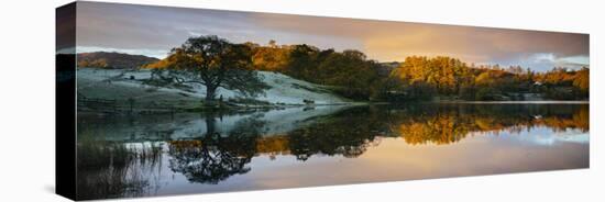 Scenic landscape reflecting in lake, Lake District, Cumbria, England, United Kingdom-Panoramic Images-Premier Image Canvas