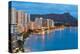 Scenic View of Honolulu City, Diamond Head and Waikiki Beach at Night; Hawaii, USA-SergiyN-Premier Image Canvas